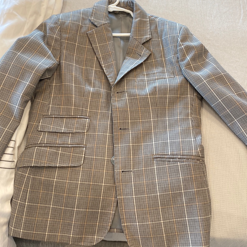 Custom Blazer Plaid Gray 350